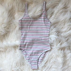 American apparel pink striped bodysuit